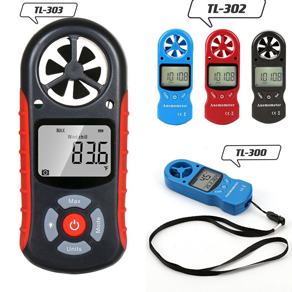 8-in-1 Handheld Anemometer Digital Wind Speed Measurement Temperature Tester LCD Display Air Flow Speed Wind Meter