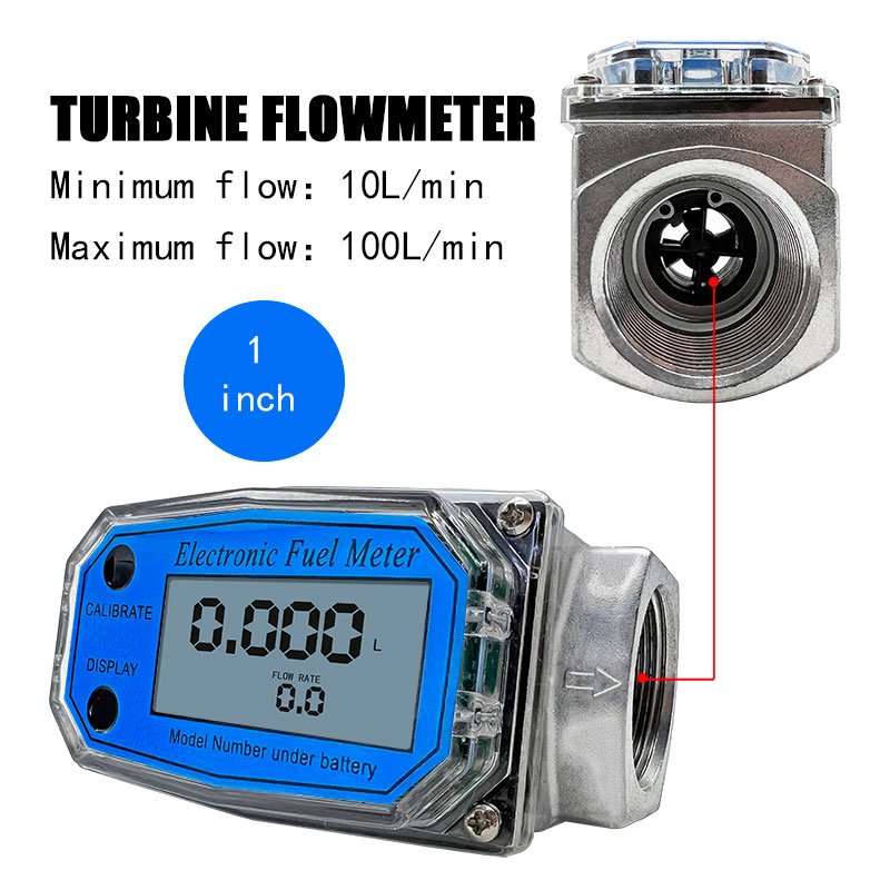 High Precision Flowmeter Mini Small Digital Electronic Turbine Flow Meter for Water Fuel Diesel Gasoline Gas Station Counter