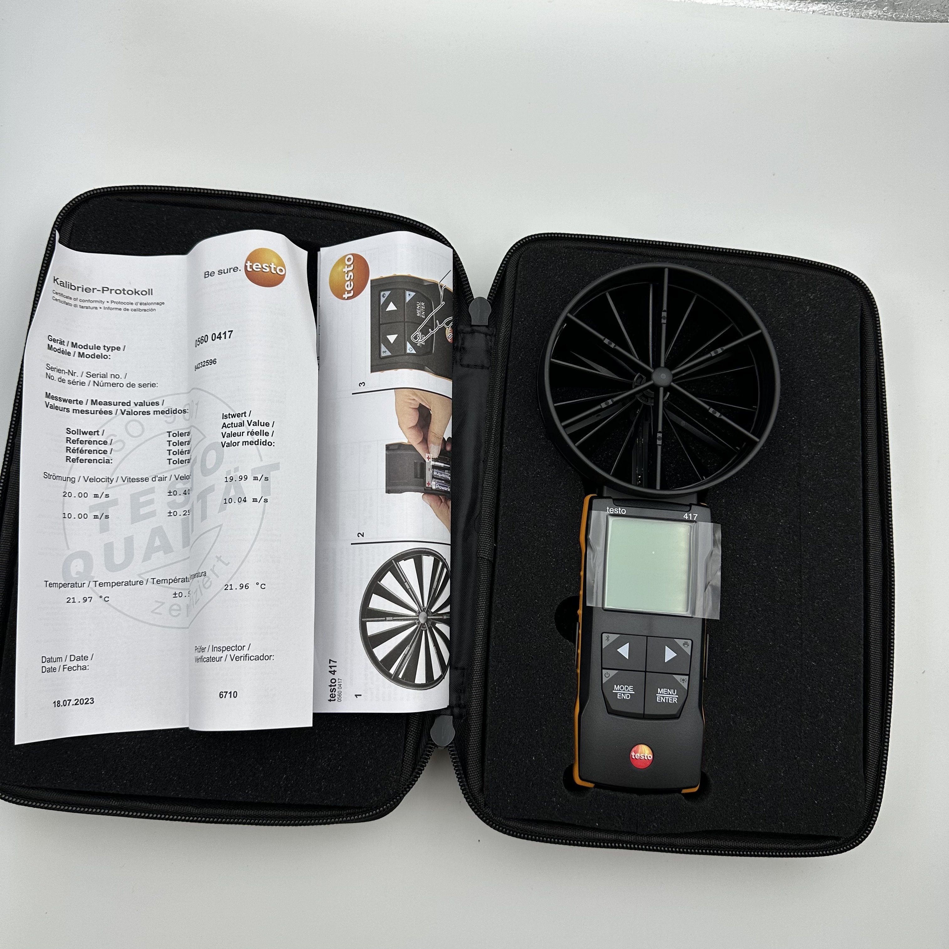 air Flow, Volume Flow and Temperature Meter Testo 417 Digital 100 mm Vane Anemometer