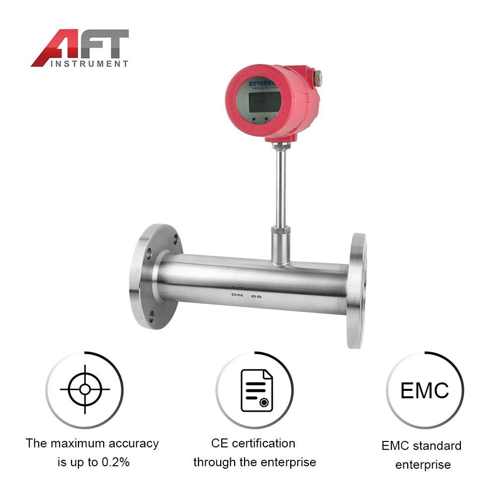 LCD Digital Compressed air Methane Biogas Flue Gas IP65 Thermal Gas Mass Flow Meter for High Temp