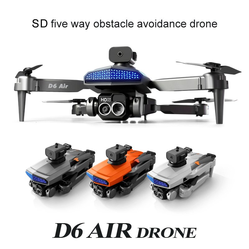 D6 air Drone 4K HD Dual Camera WiFi FPV Obstacle Avoidance Optical Flow Foldable Quadcopter RC Drone Toys