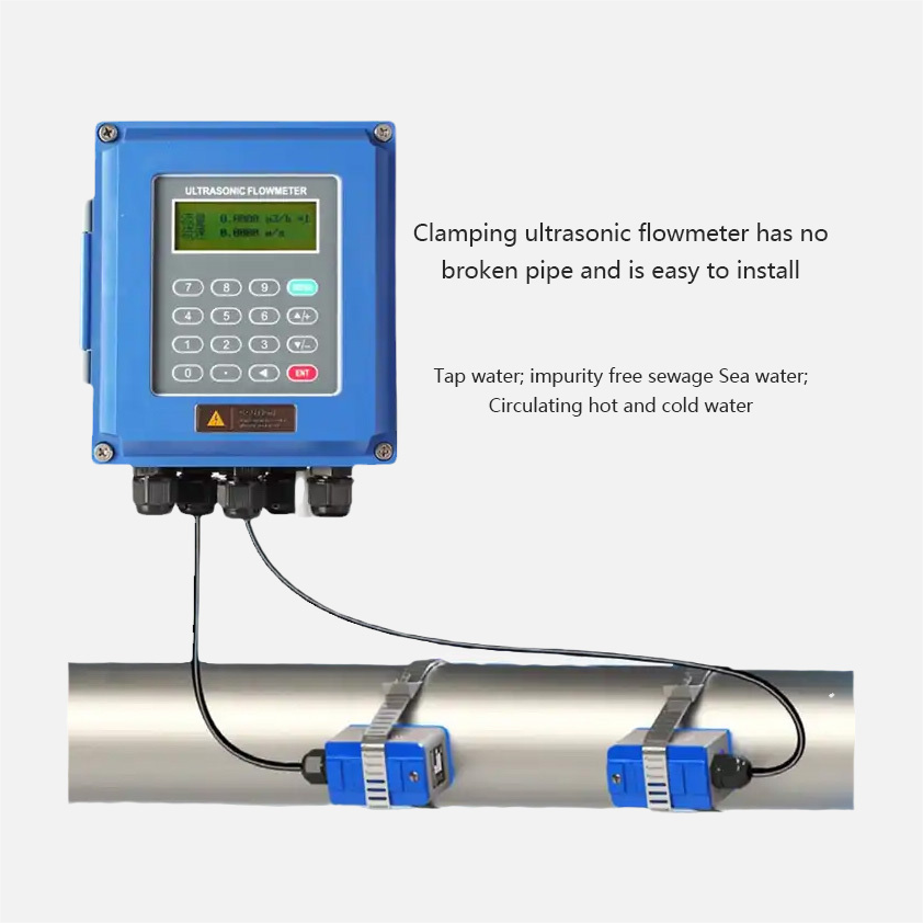 Tuf 2000b Wall-Mounted Ultrasonic Flowmeter for Liquid Water Flow Meters Made of Stainless Steel and Cast Iron Supports