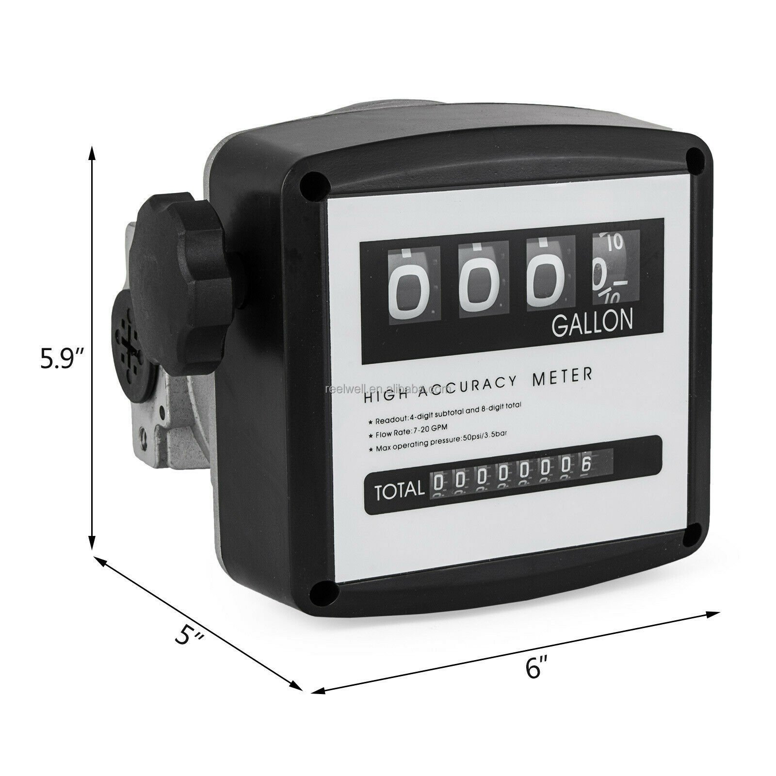 Universal Mechanical Flow Meter, 4 Digit Counter, Diesel Flow Meter