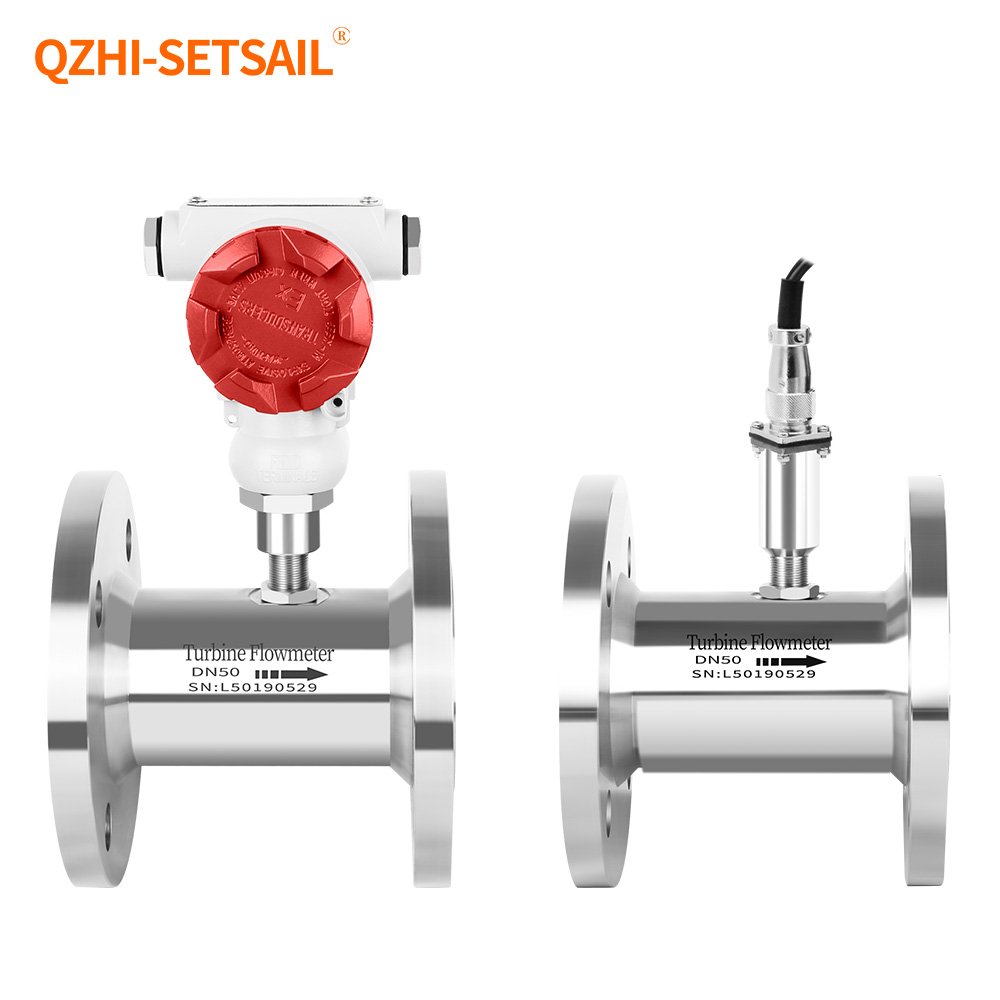 Turbine Flowmeter Liquid Water Tap Flow Meters SS304 316L Digital Display 4-20mA RS485 Pulse Equivalent Output Flow Sensor