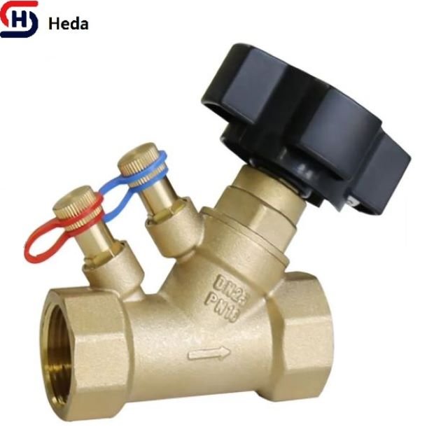DN32 Static Digital Lock Regulating Flow Brass Balance Valve for Central air Conditioning Water System