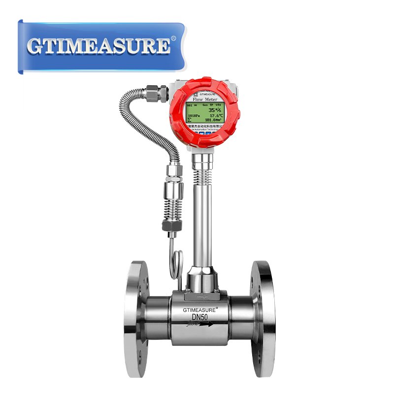 Vortex Flow Meter Clamp Flange for Compressed Air Natural Nitrogen Steam for Temperature Pressure Compensation 24VDC