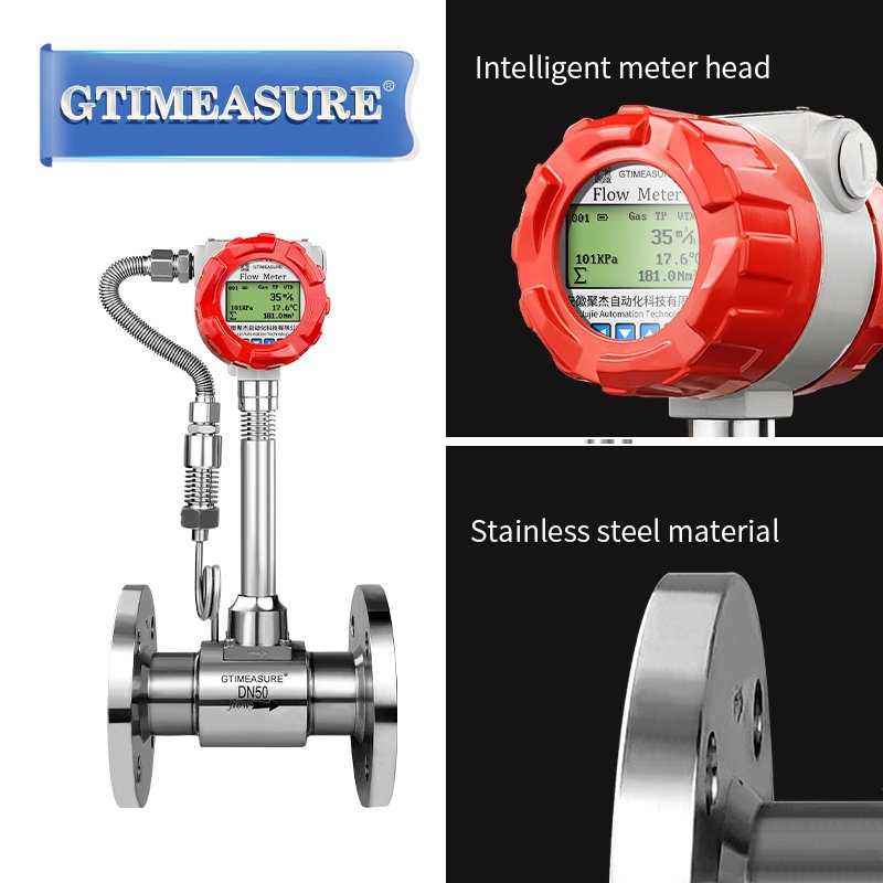 Vortex Flow Meter Clamp Flange for Compressed Air Natural Nitrogen Steam for Temperature Pressure Compensation 24VDC