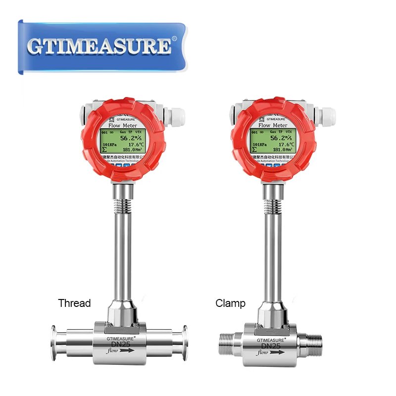 Vortex Flow Meter Clamp Flange for Compressed Air Natural Nitrogen Steam for Temperature Pressure Compensation 24VDC