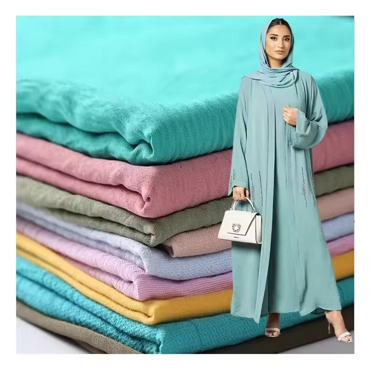 100% Polyester Crepe CEY Crinkle Fabric PD Plain Soft CEY Air Flow Fabric for Dresses