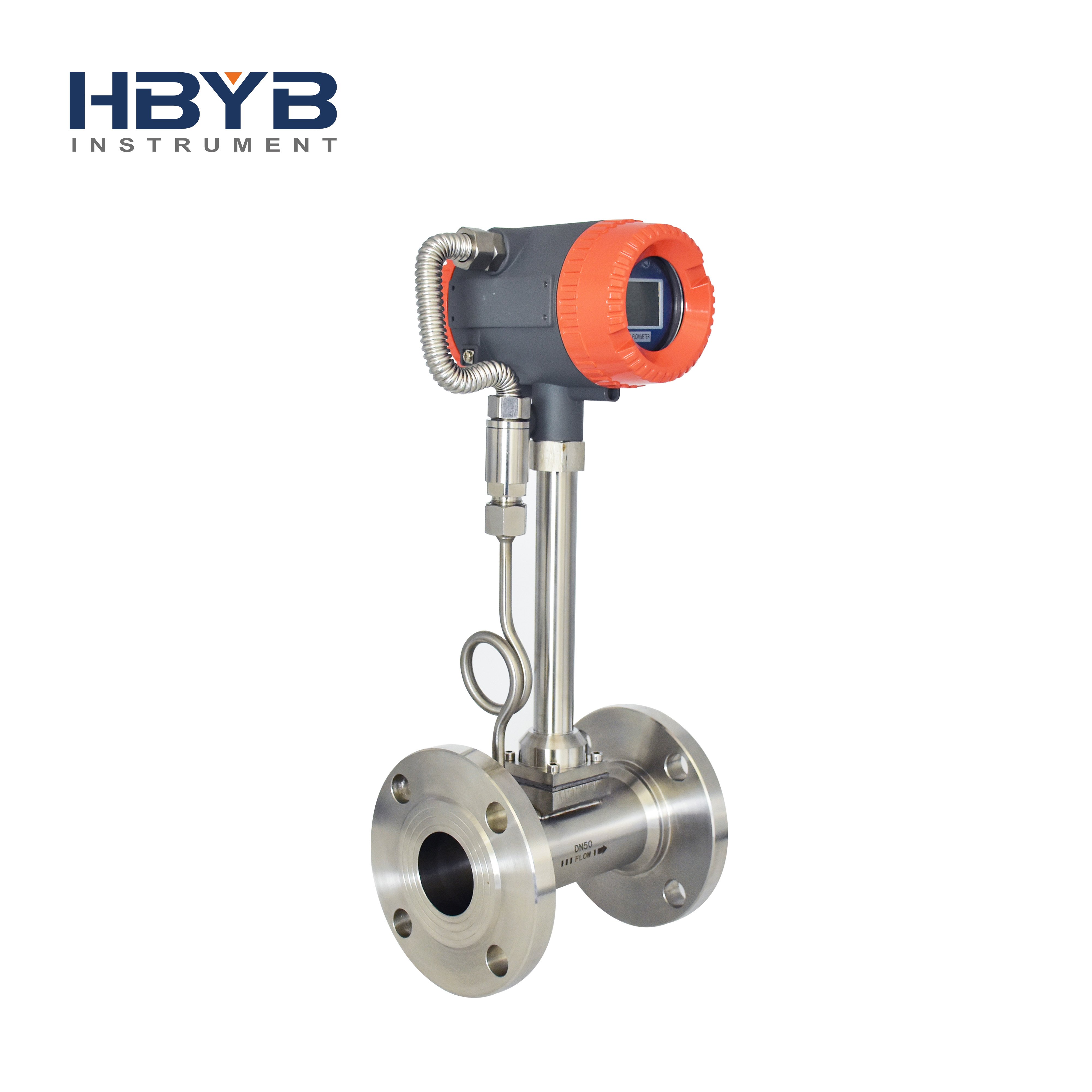Digital Compressed Air 1'' Flange Connection DC 24V 4-20ma Co2 Gas vortex air Flow Meter Dn25