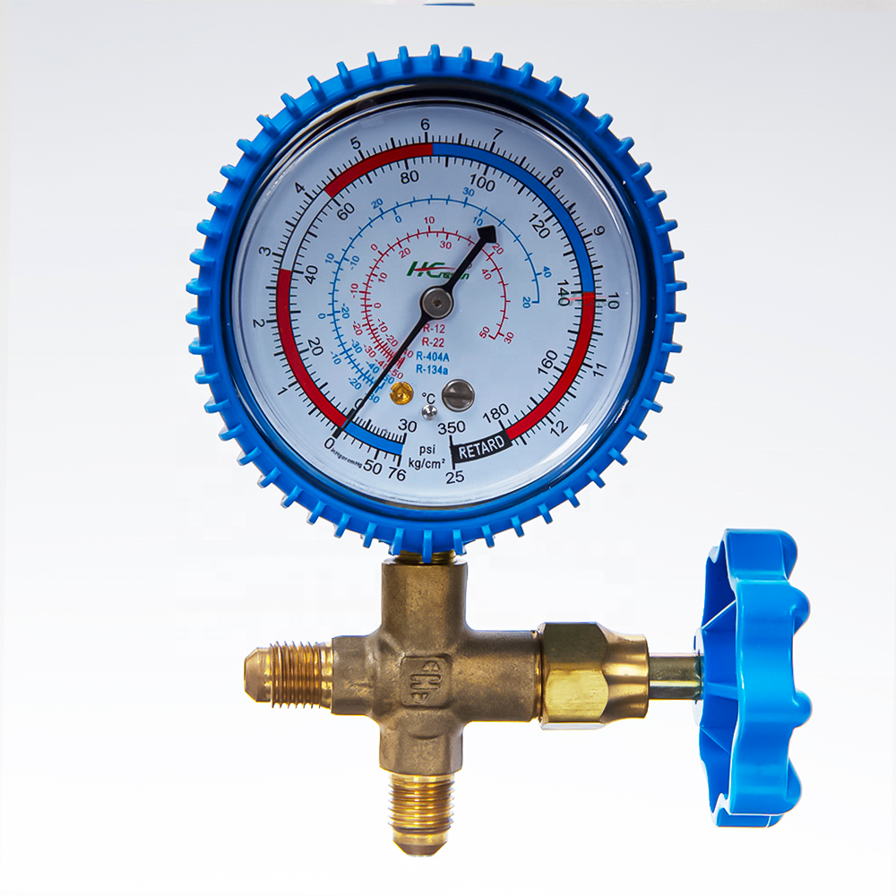 High Quality Hengsen Dbf-T-466 Brass Three-Way Valve Test Pressure Gauge Refrigerant Flow Meter for Air Condition