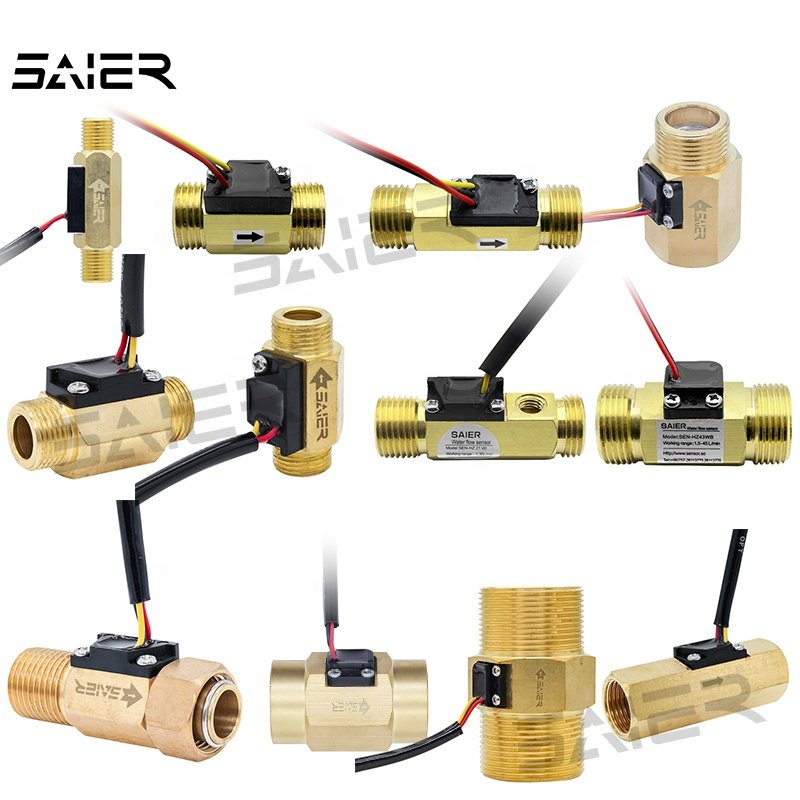 High Precise Turbine Liquid Flow Sensor G1/2" Flowmeter Brass Copper Hall Effect Flow Sensors With NTC Hole Water Flow Sensor