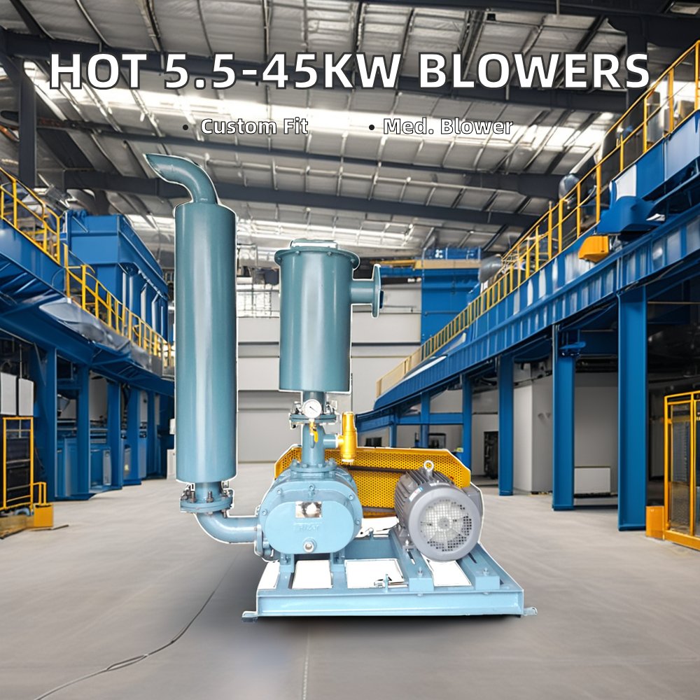 Air Flow Roots Blower Big Three Lobe for Pond Fish Farm Low Noise Iron & Cast Iron Exhausting, Drying and air Delivery