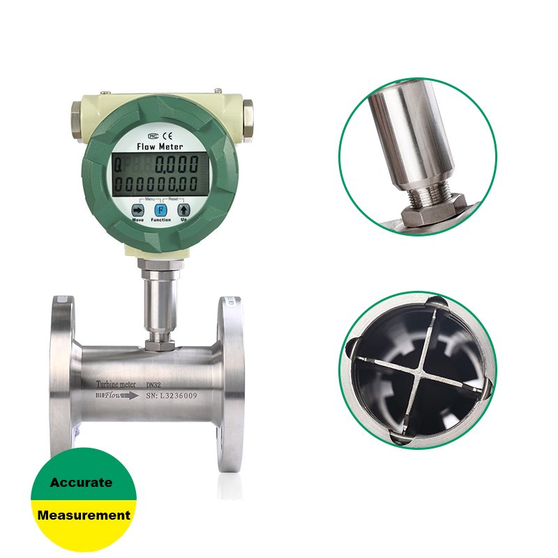 High Precision Long Life Super Heat Stainless Steel Digital Liquid Oil Ethanol Meter Flow 4-20mA Output IP65 Turbine Flowmeter