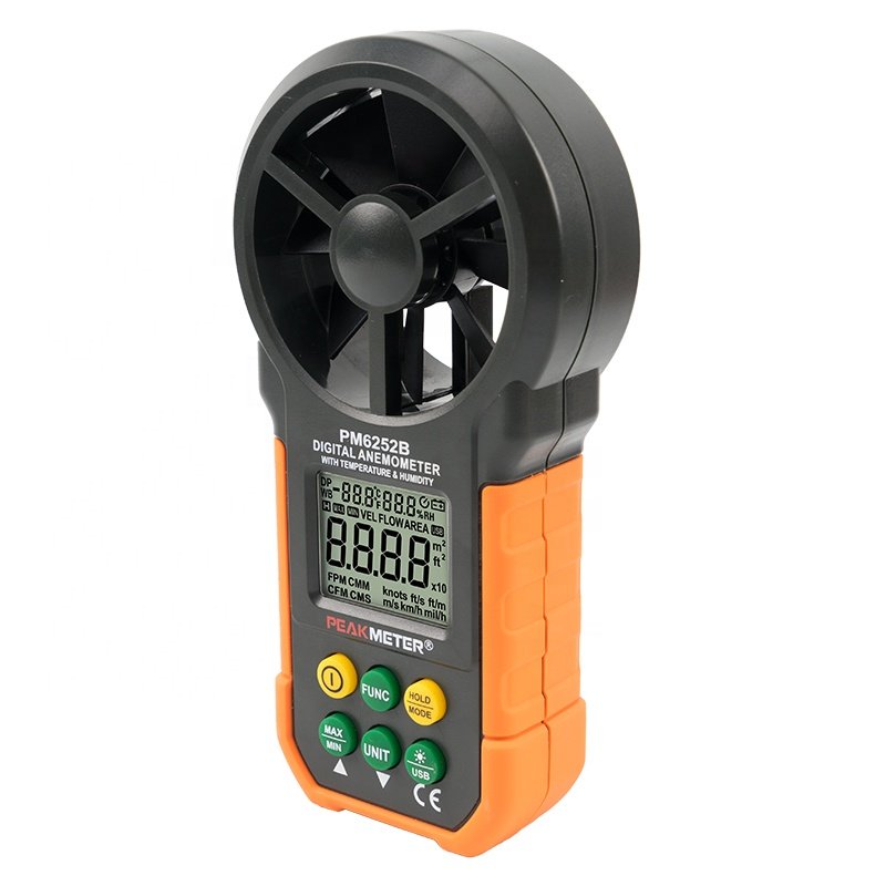 PM6252B / MS6252B Peakmeter Ambient USB Port Non Contact Digital Tachometer Anemometer Air Flow Meter Low Battery Indications