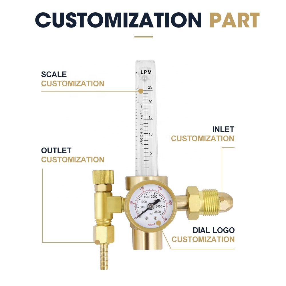 Argon/CO2 Flow Meter Gas Regulator Compatible With Mig Tig Welder Regulator With CGA580 Inlet Connection 0 to 4000psi
