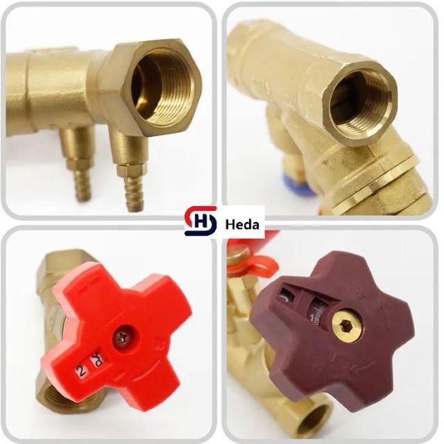 DN32 Static Digital Lock Regulating Flow Brass Balance Valve for Central air Conditioning Water System