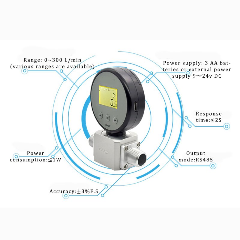 Brand New High Quality NPT1/4 Digital Display Mass Flow Meter AMS2106 Compressed Air Oxygen Nitrogen Gas Flow Meter