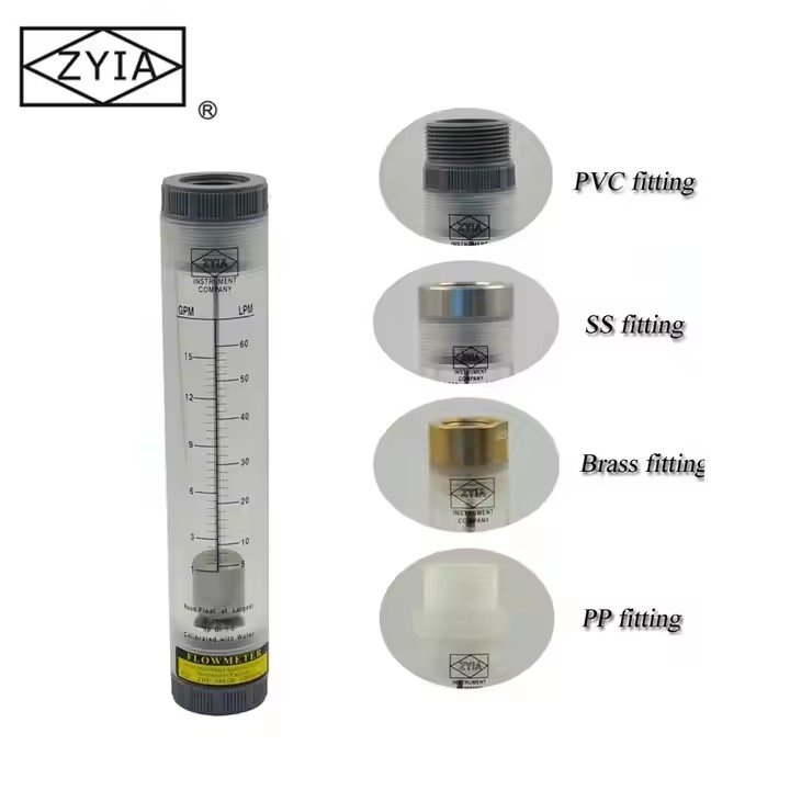 High Temperature Zyia Low Cost Inline Acrylic Glass Tube Type Variable Area Portable Gas Industrial Flowmeter