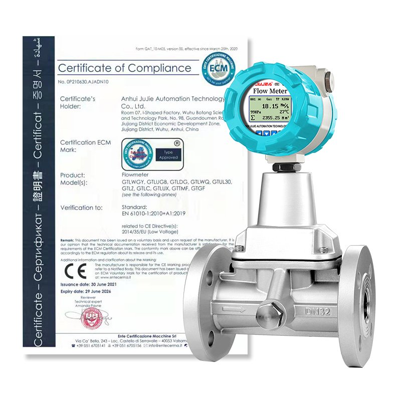 High Precision Wide Range Precession Vortex Flowmeter Pulse Output 4-20mA RS485 Aluminium Alloy SS304