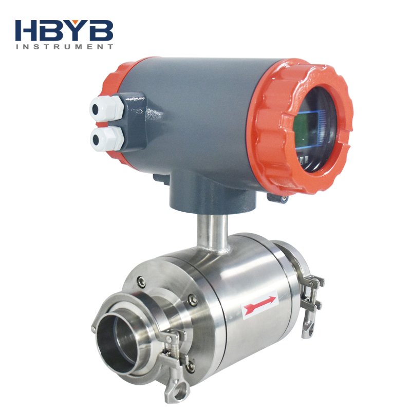 Clamp Integrated Sanitary Industrial Food Grade Stainless Steel Flow Meter Electromagnetic Drinks Wine Milk Flowmeter