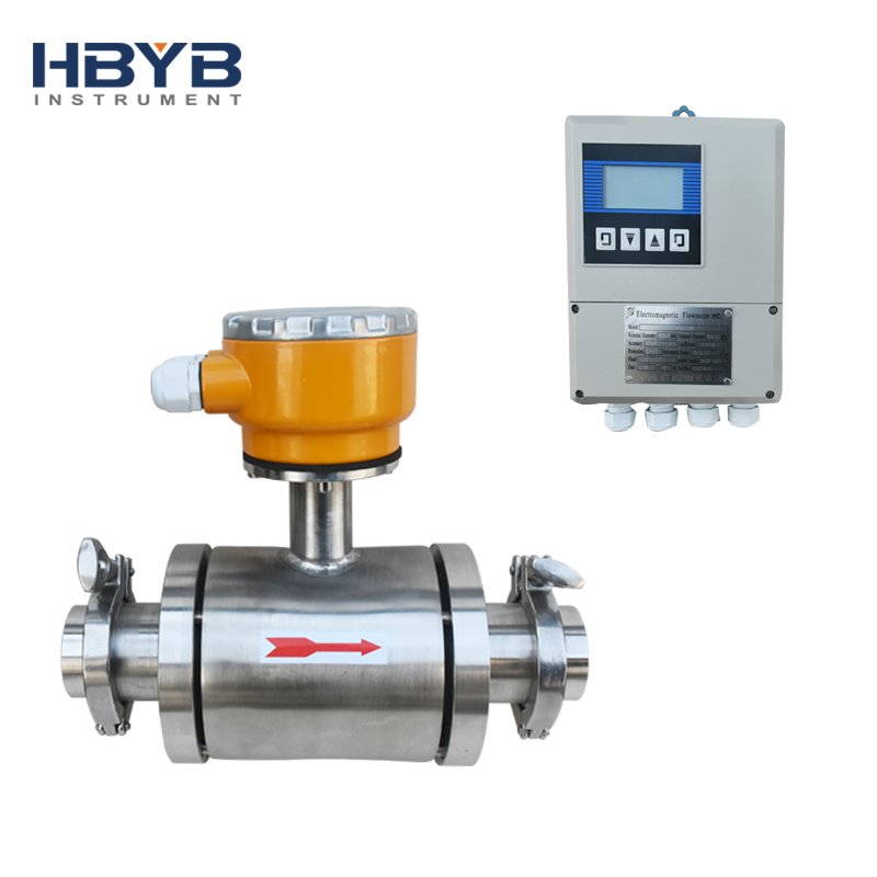 Clamp Integrated Sanitary Industrial Food Grade Stainless Steel Flow Meter Electromagnetic Drinks Wine Milk Flowmeter