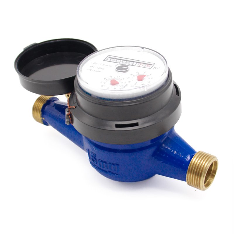 1/2\" DN15mm Multi Jet Dry Brass Water Meters Cast Iron Flow Meter for Gas Oil Air OEM Customizable