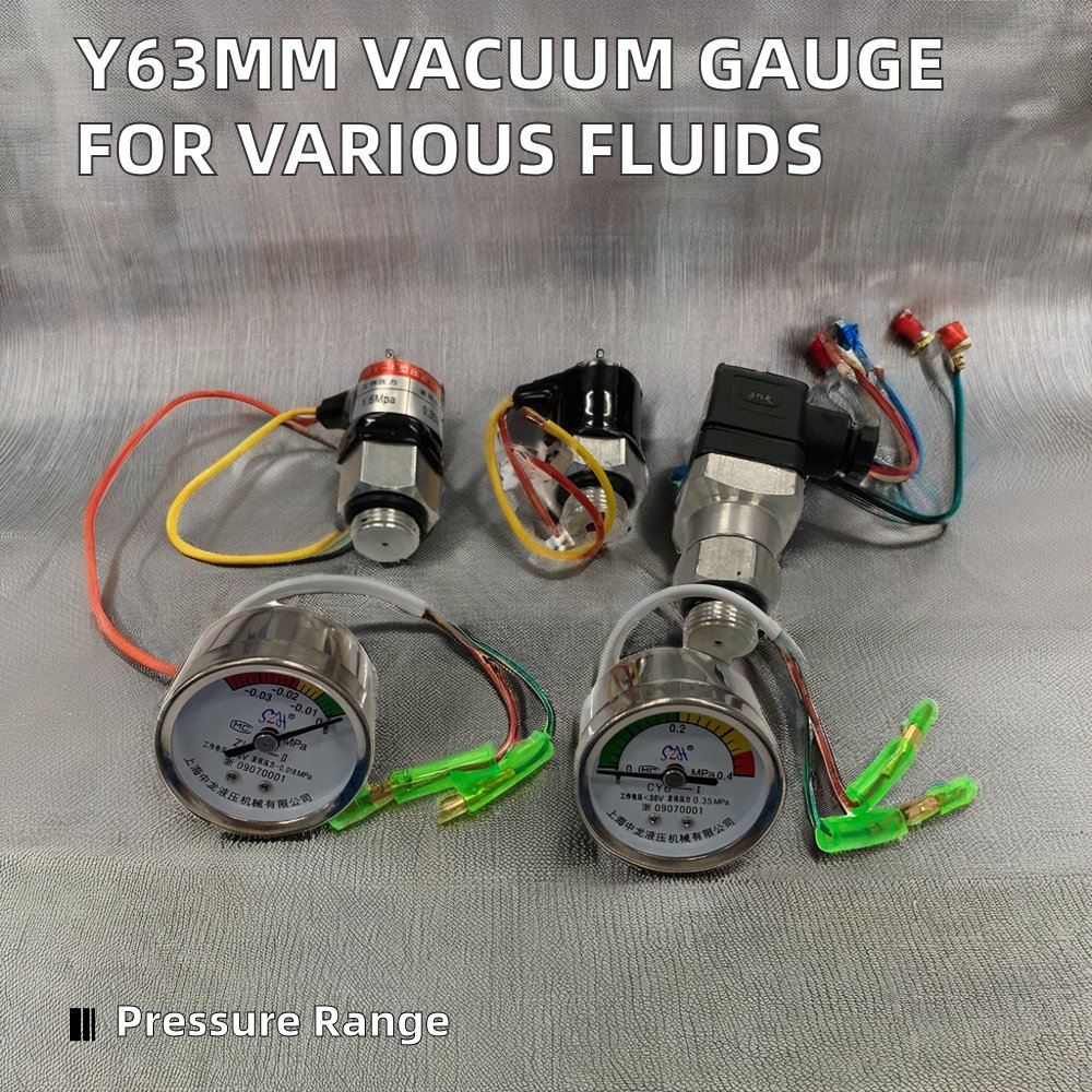 Y63MM Plastic Vacuum Pressure Gauge with Cover Ring Bottom Mounted Measuring Instrument for Oil Water Air Gas Liquids