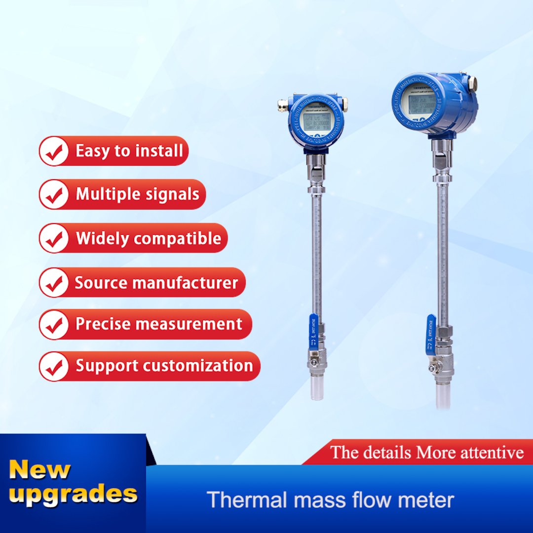 Ultrasonic Thermal Gas Mass Flow Meter - Accurate for Air, Water, Natural Gas, Oxygen, Nitrogen - Pipeline Applications