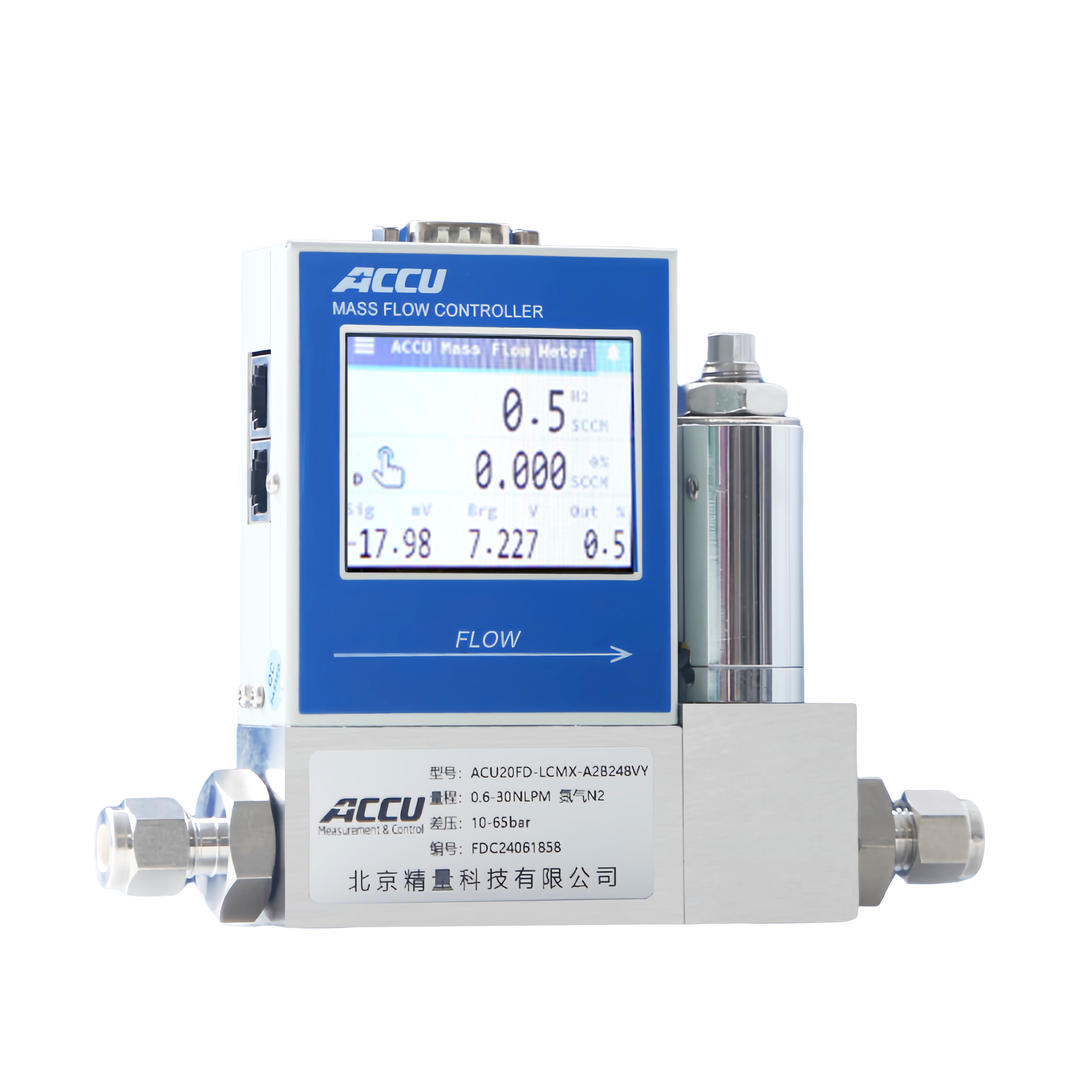 Professional Manufacturer's 0~3000slm Gas/N2/H2/O2/Ar/He/CH4/CO2/Air Mass Flow Meter with RS485 for OEM Flow Control