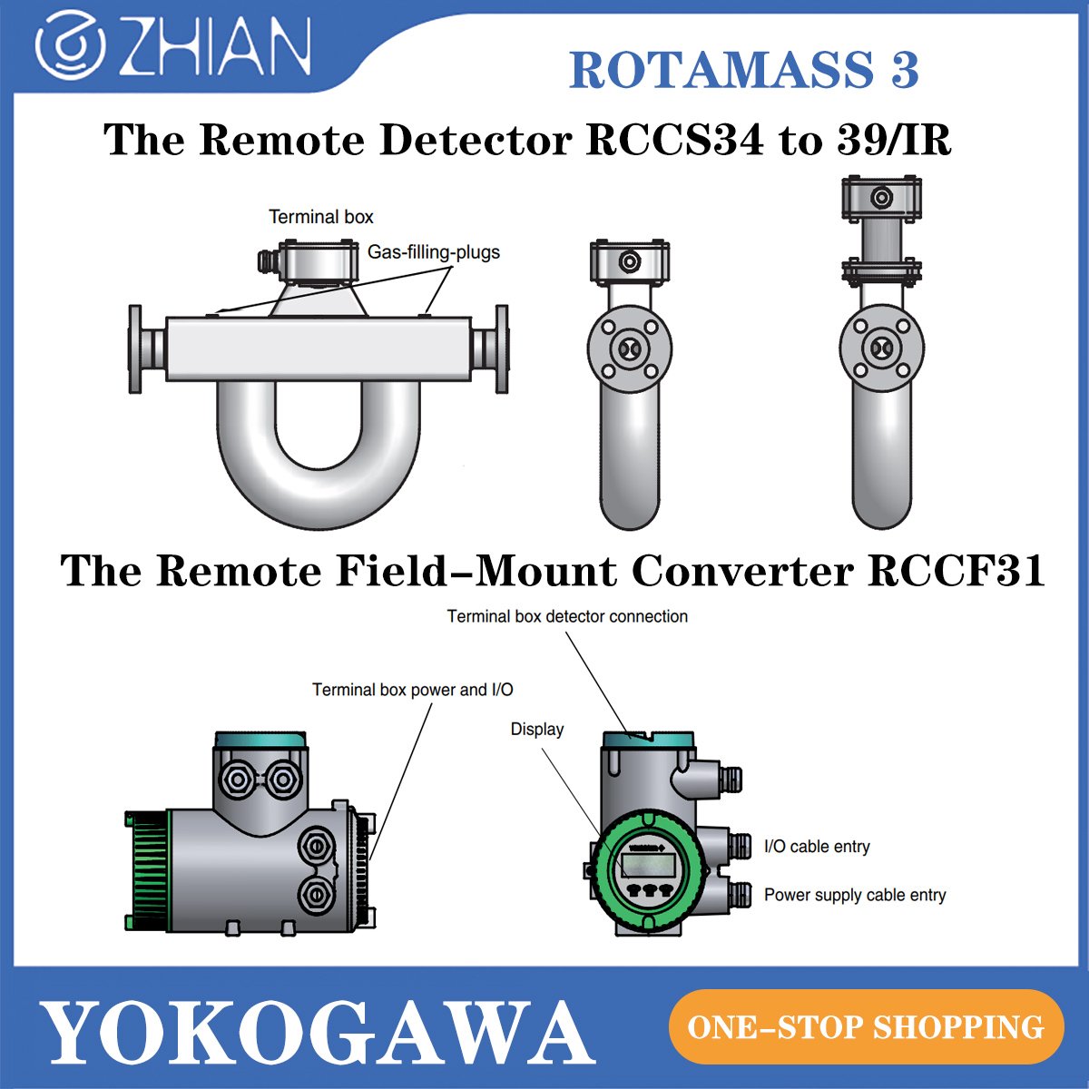 Coriolis Flow Meter Yokogawa ROTAMASS RCCT34 DN25 PN40 PN100 Coriolis Mass Flow Meter Mass and Density Mass Flow Sensor