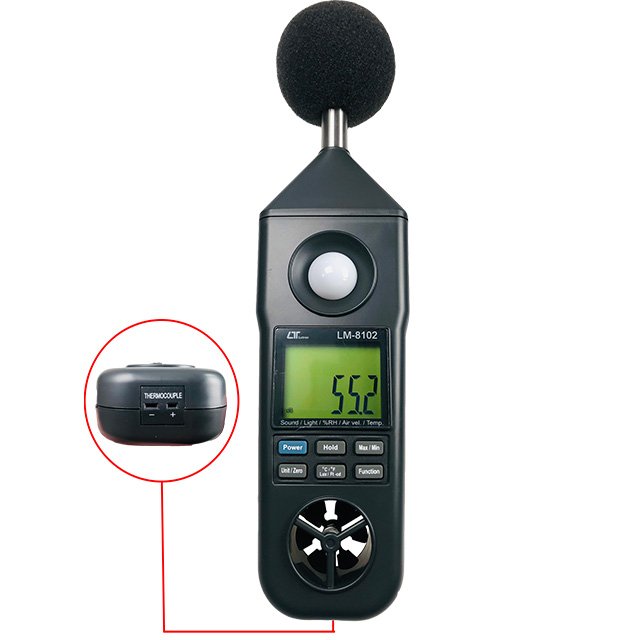 LUTRON LM-8102 Digital Sound, Anemometer, %RH, Temp. Type K, Light Meter,