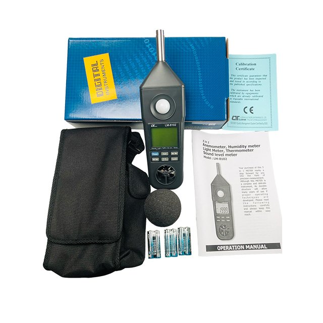 LUTRON LM-8102 Digital Sound, Anemometer, %RH, Temp. Type K, Light Meter,