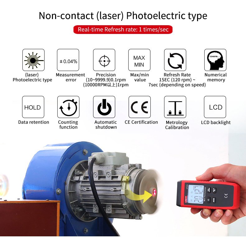 Laser Non-Contact T Rotation Speed Meter RPM Gauge Tester Range 10-99999RPM MINI Tachometer UNIT UT373
