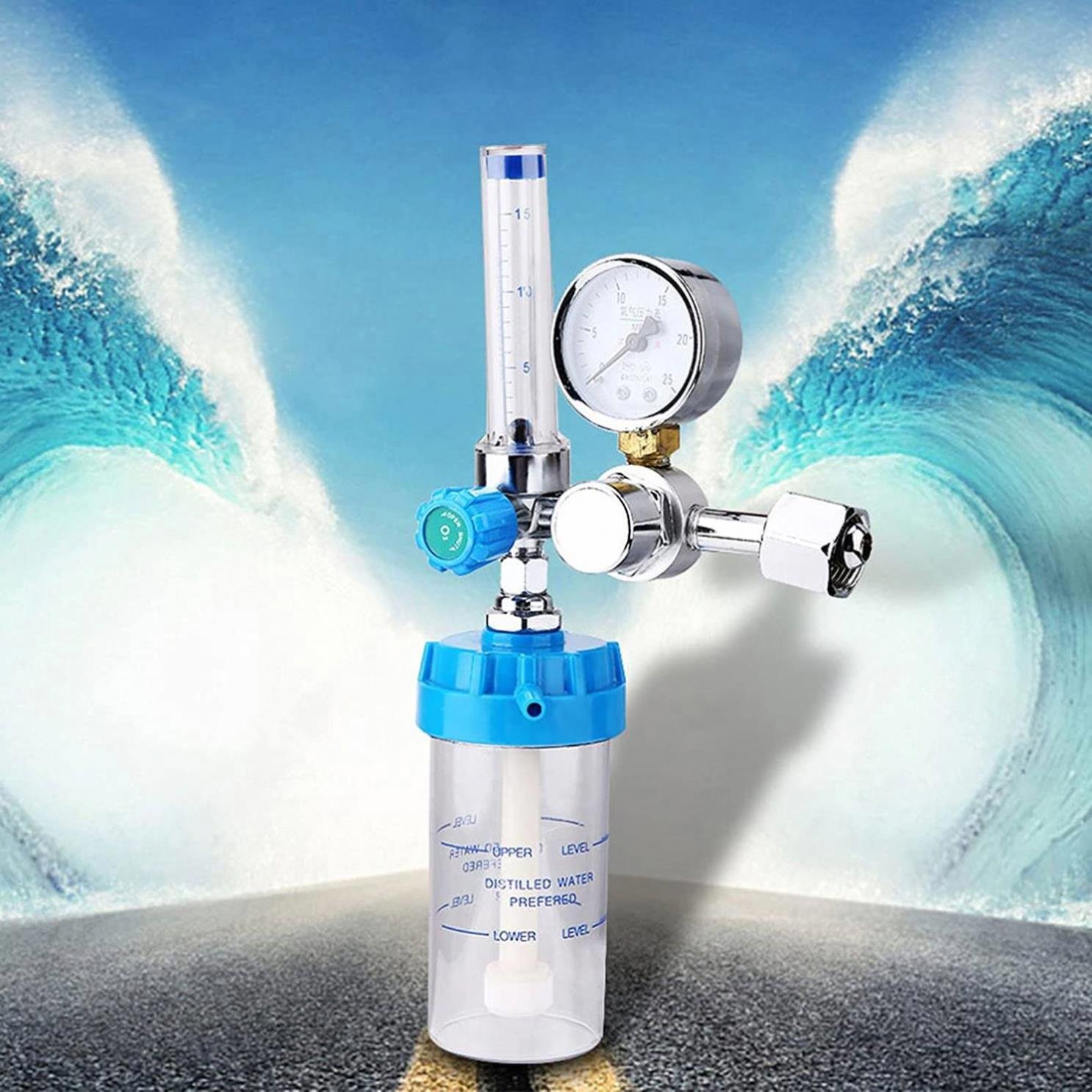O2 Pressure Reducer Oxygen Gauge Flow Meter Buoy Type Female G5/8'' Thread and Tube O2 Regulator