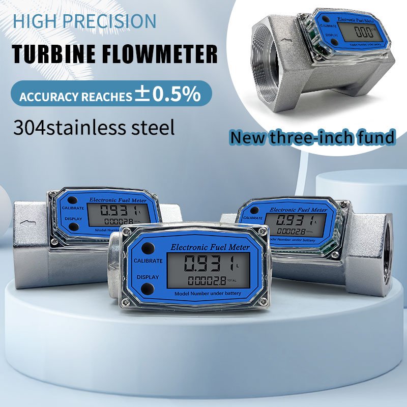 1 To3 Inch High Precision Mini Small Electronic Digital Flowmeter Turbine Flow Meter for Water Fuel Diesel Gasoline Gas Station