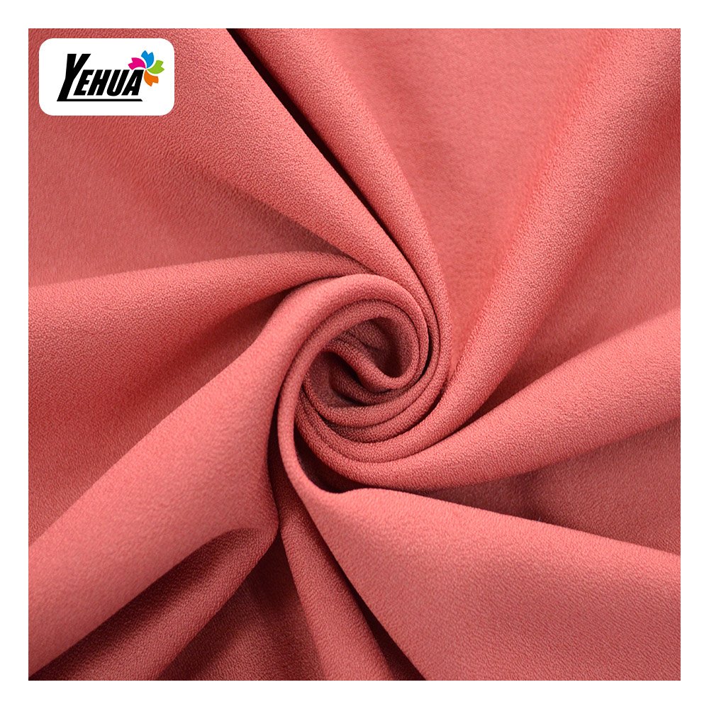 Factory Directly Sale Textile Moss Crepe / COMO Crepe Polyester 4 Way Spandex Fabric Plain Print for Malaysia Dress Lady Cloth