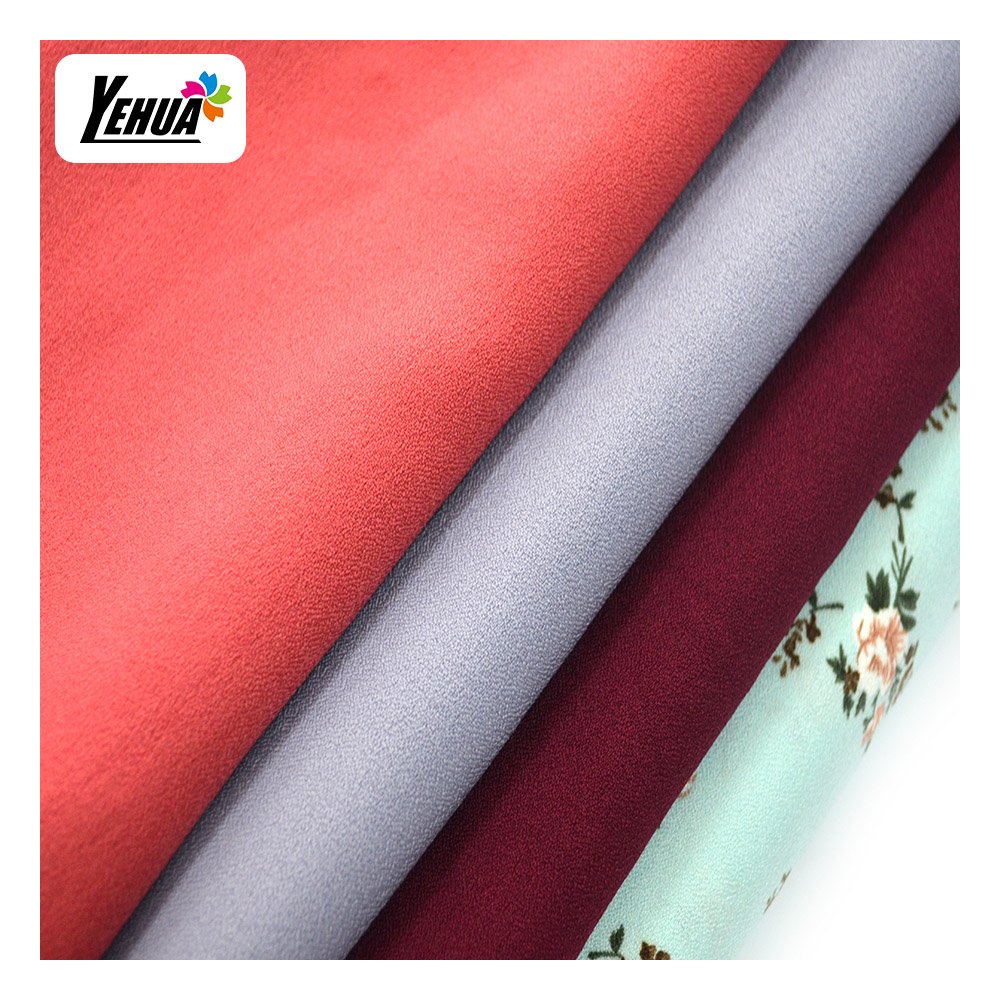 Factory Directly Sale Textile Moss Crepe / COMO Crepe Polyester 4 Way Spandex Fabric Plain Print for Malaysia Dress Lady Cloth