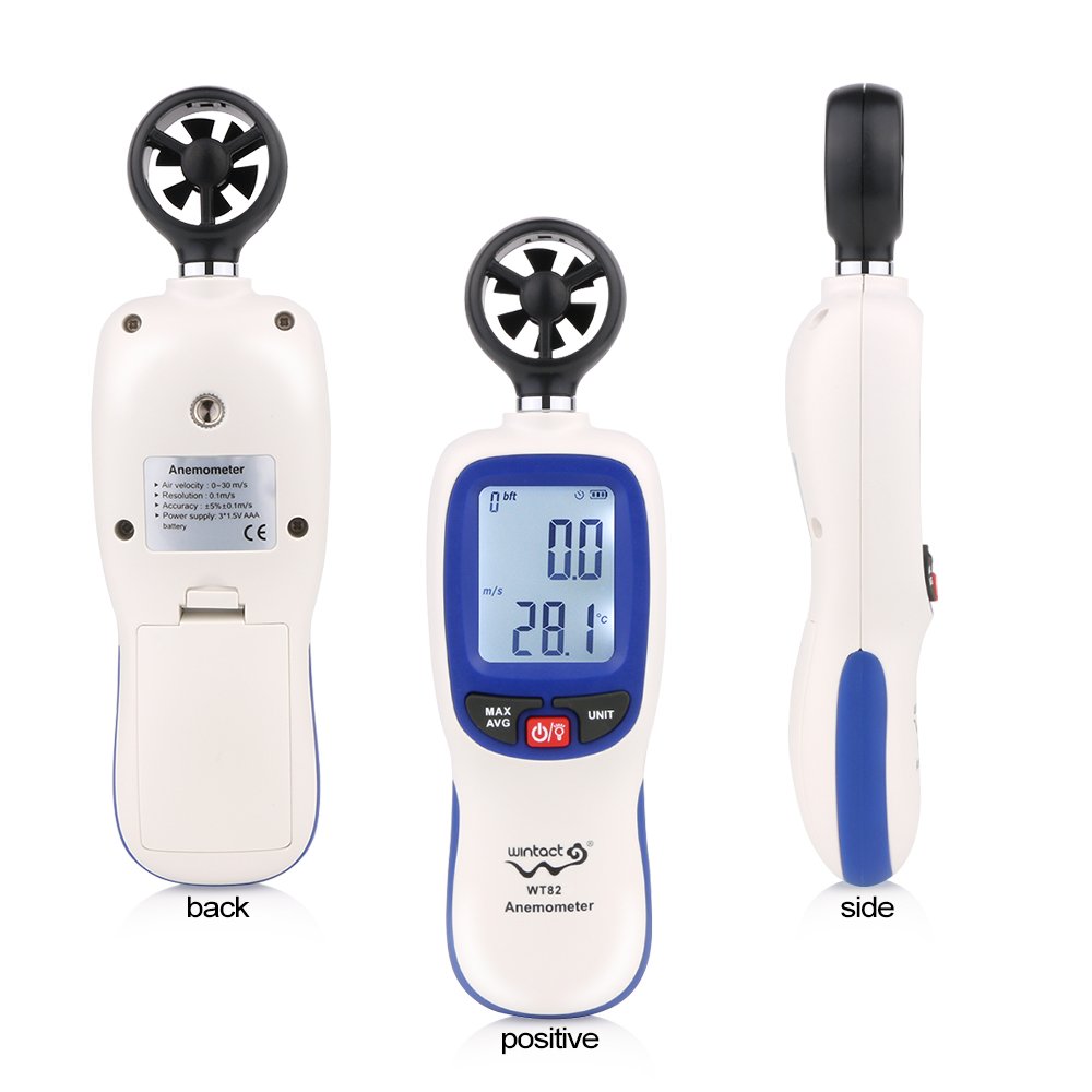 Digital Wind Speed Meter Anemometer Air Flow Instrument Gauge Temperature LCD Display WT82 WT82B
