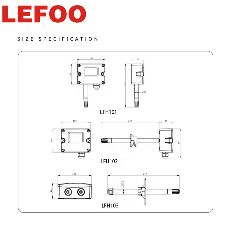 LEFOO Split Type Industrial Temperature and Humidity Sensor Transmitter for Environmental/process Control