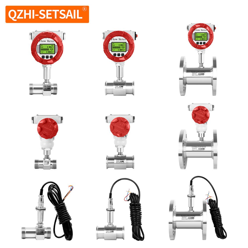 4-20mA 0-5V 0-10V Analog signal Pulse Equivalent Flow Sensor Liquid Milk Flow Meters High Precision Pressure Turbine Flow Meter