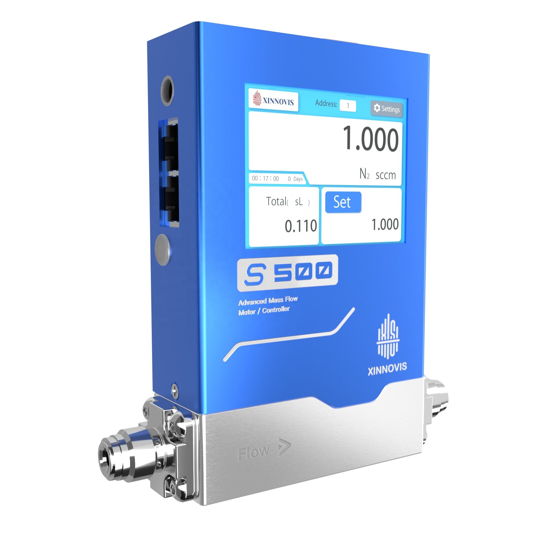 MFC RS485/0-5v/4-20mA Gas Mass Flow Controller S500 N2/H2/O2/Ar/He/CO2/CH4/Air/C3H8 OEM Xinnovis Factory with Touch Screen