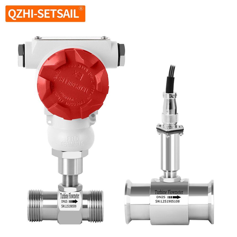 High Quality SS304 316L Stainless Steel Turbine Flowmeter Rotor Flow Meter Liquid Pure Water diesel Sensor RS485 Digital Display