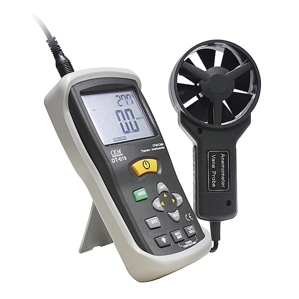 CEM DT-619 Marine Anemometer Air Velocity Meter With Temperaureture Air Flow Meter