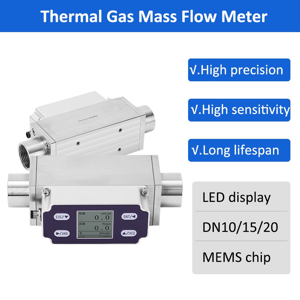 4-20mA RS485 Gas Mass Flowmeter Digital Display Variable Area Compressed Air Controller Thermal Gas Mass Flow Meter