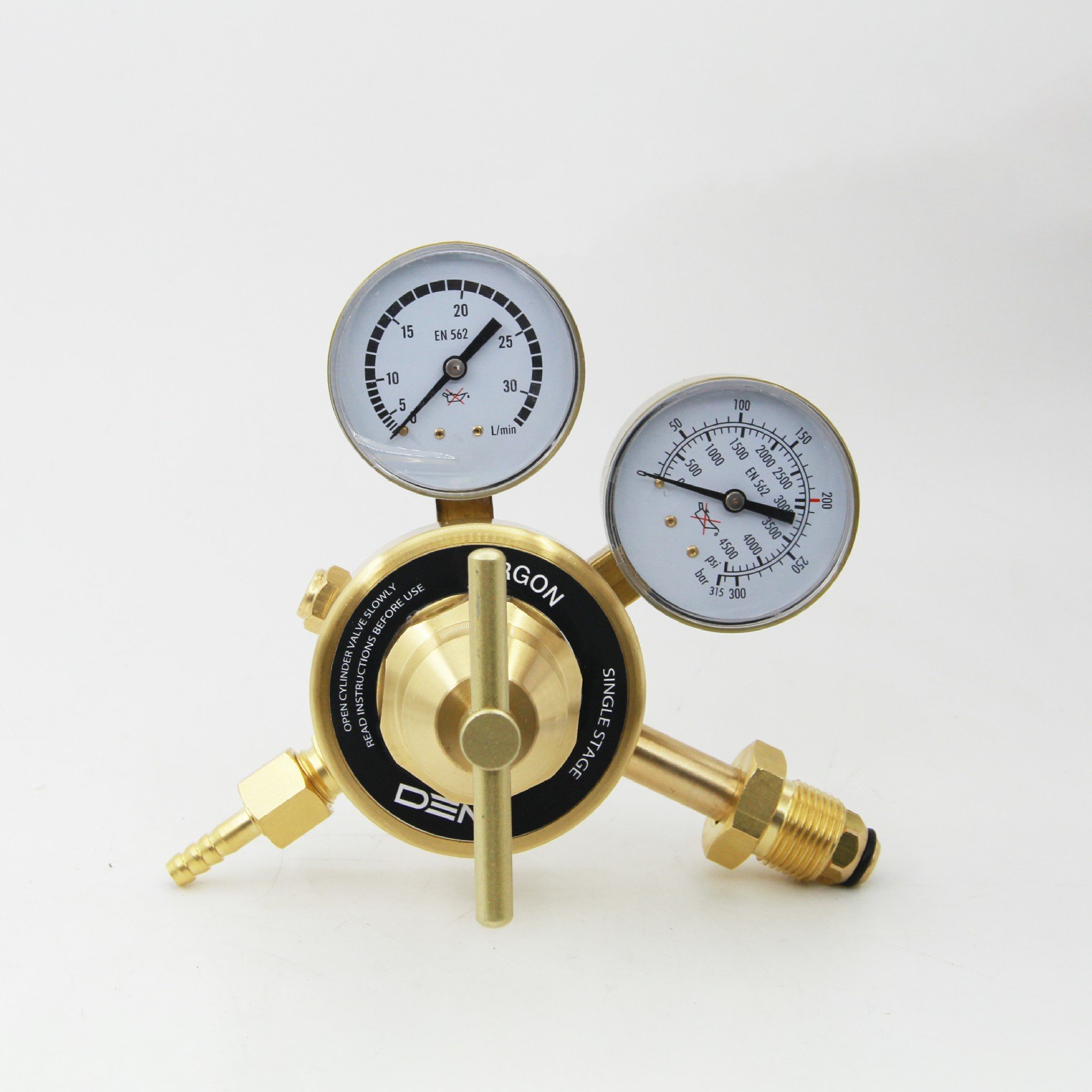 DEM CR0800-AR Small Brass Argon Gas Regulator with Flowmeter for TIG and MIG Welding