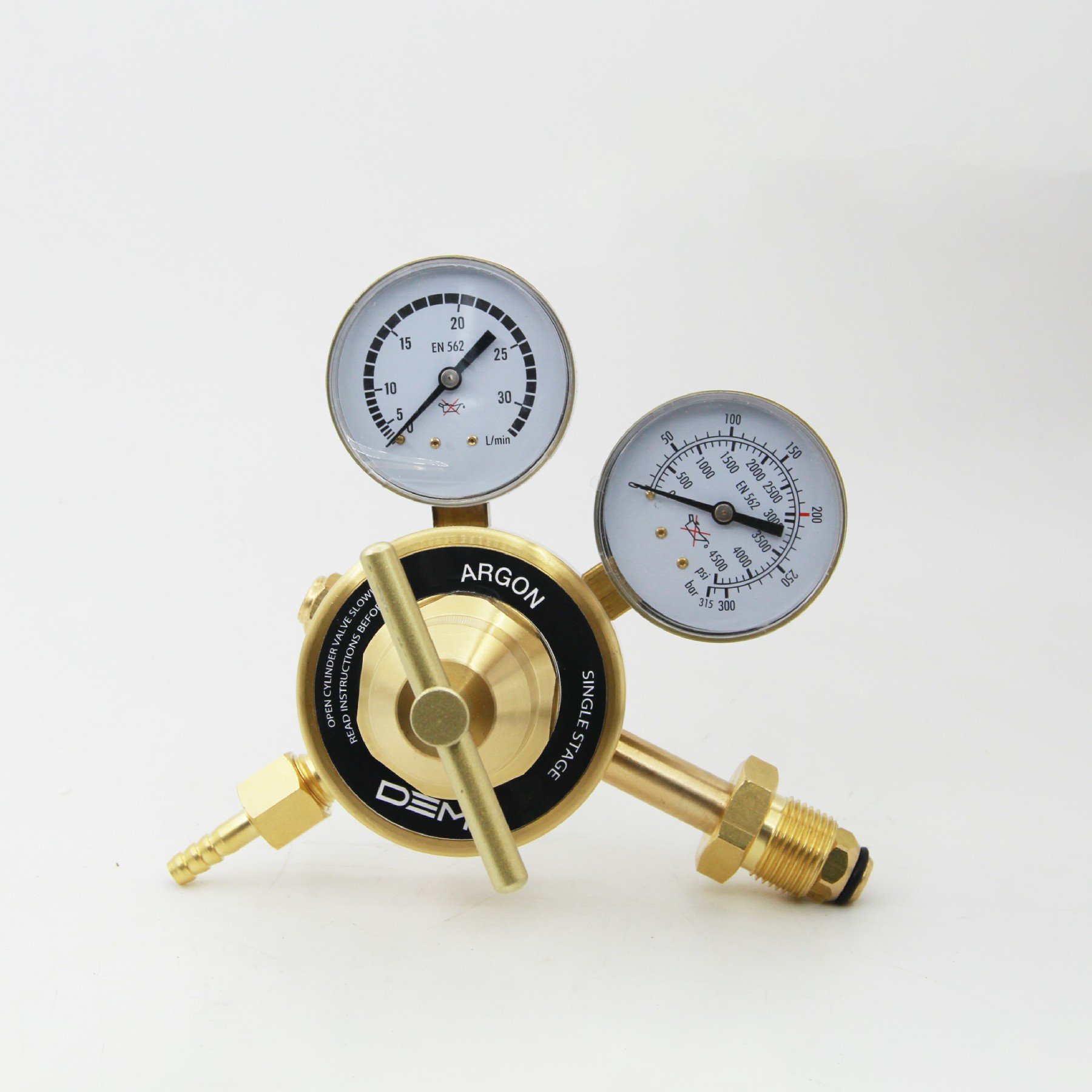 DEM CR0800-AR Small Brass Argon Gas Regulator with Flowmeter for TIG and MIG Welding