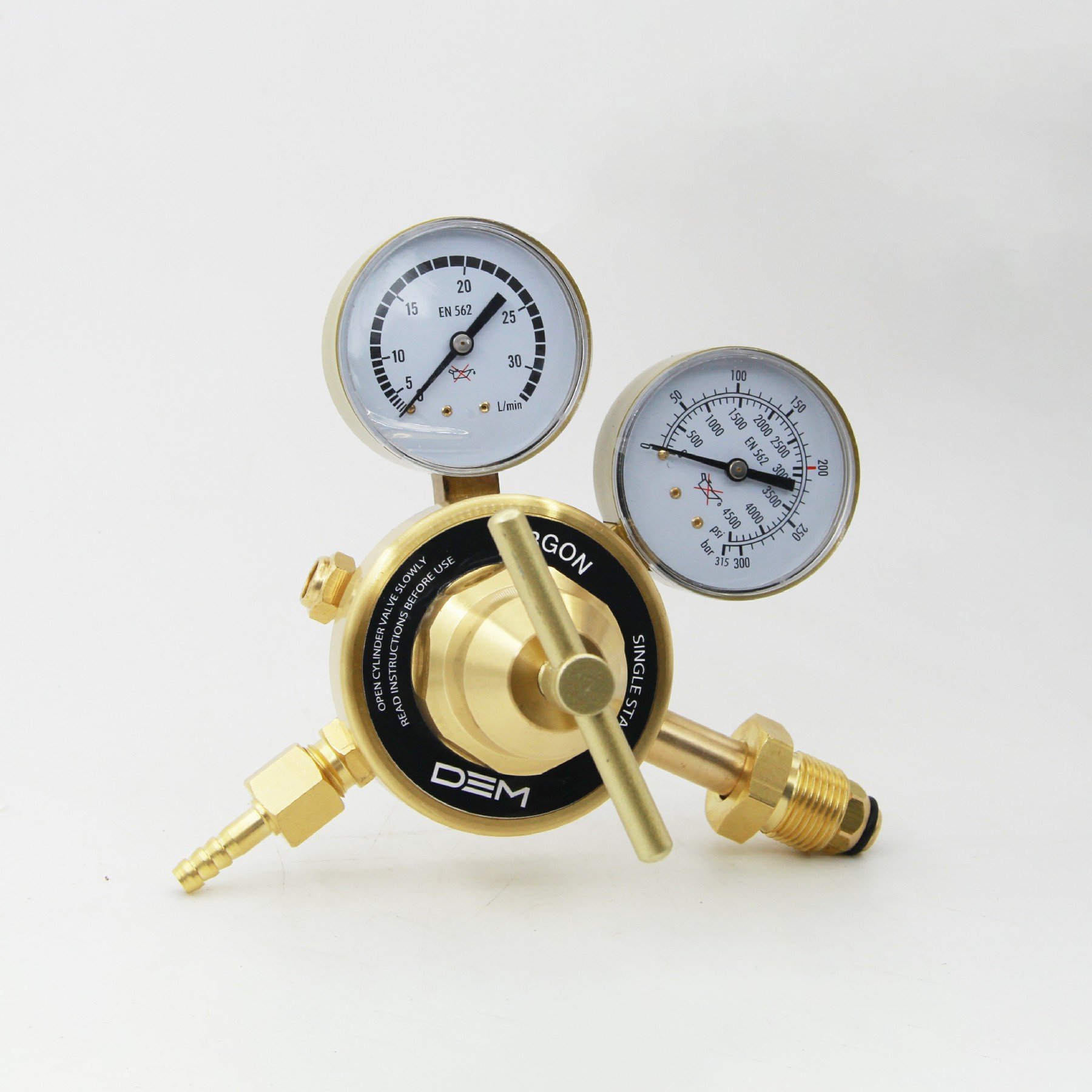 DEM CR0800-AR Small Brass Argon Gas Regulator with Flowmeter for TIG and MIG Welding