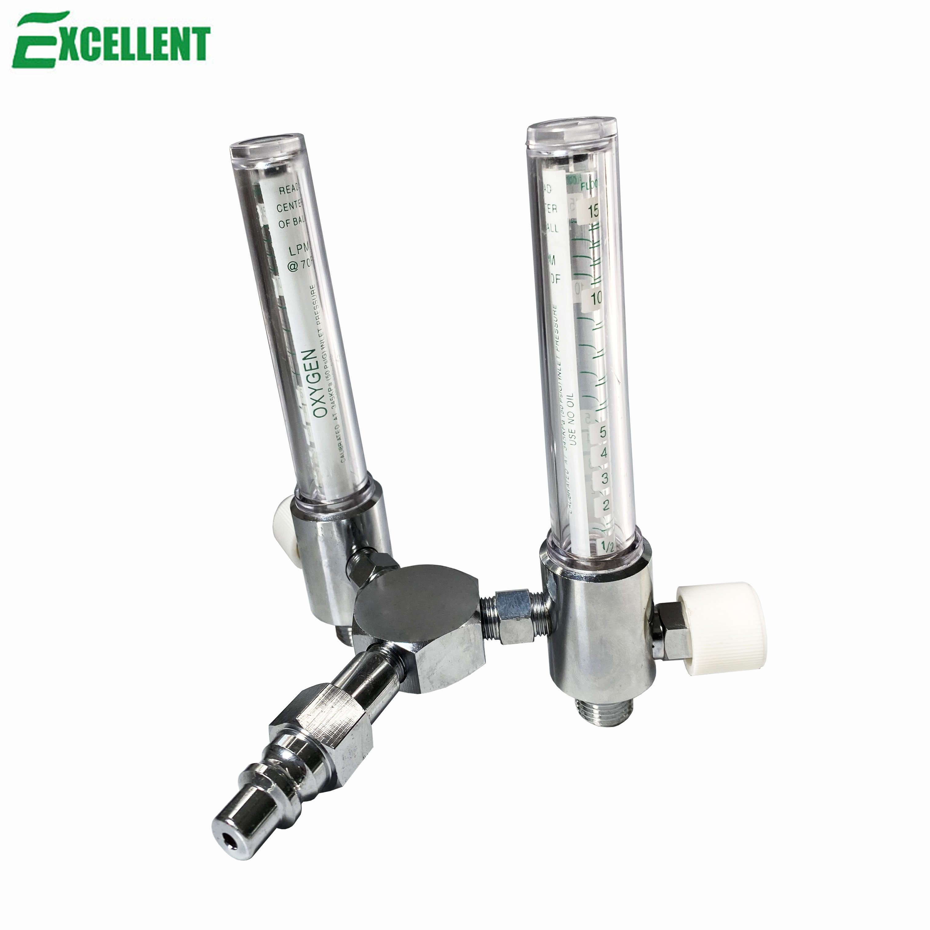 Double Medical Oxygen Fowmeter 0-15LPM, Din Adapter(Germany Connector)