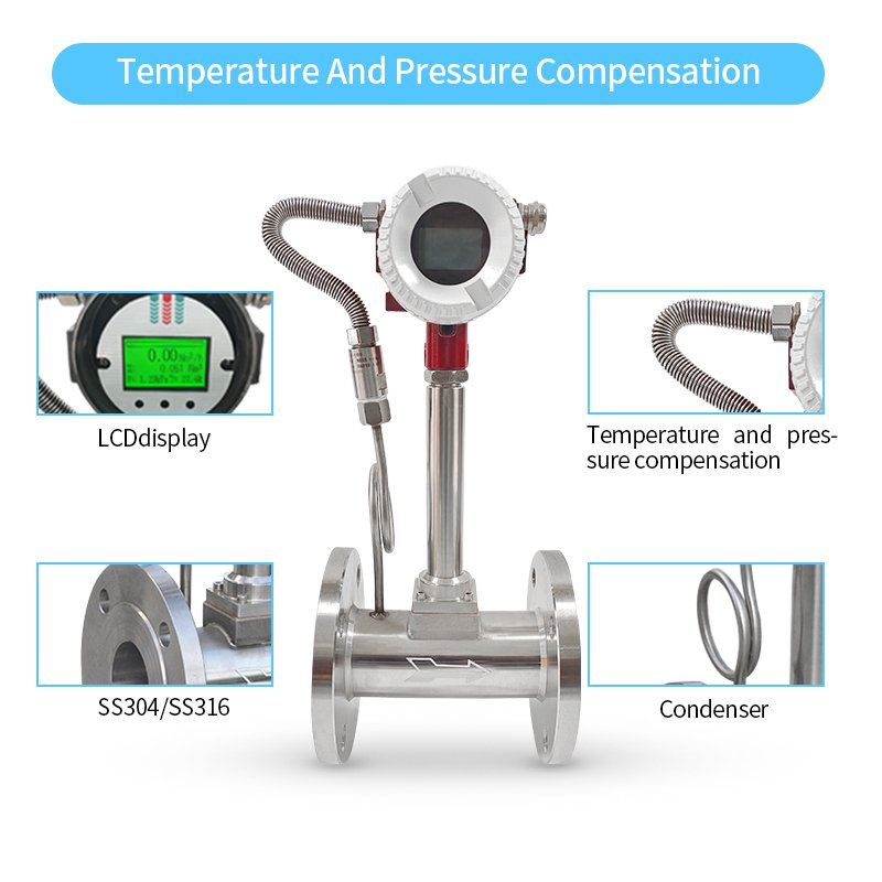 Liquid vortex Street Flowmeter Hydrogen Hot Gas Saturated Steam vortex Flowmeter